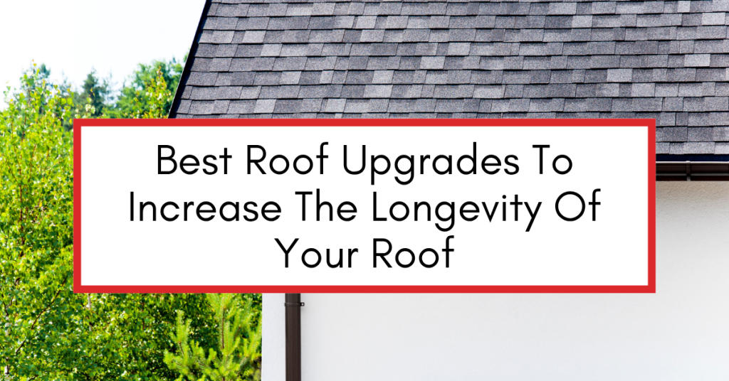 Roof with modern upgrades including ridge vents, metal flashing, upgraded shingles, and gutter guards — designed to improve durability and extend roof lifespan.