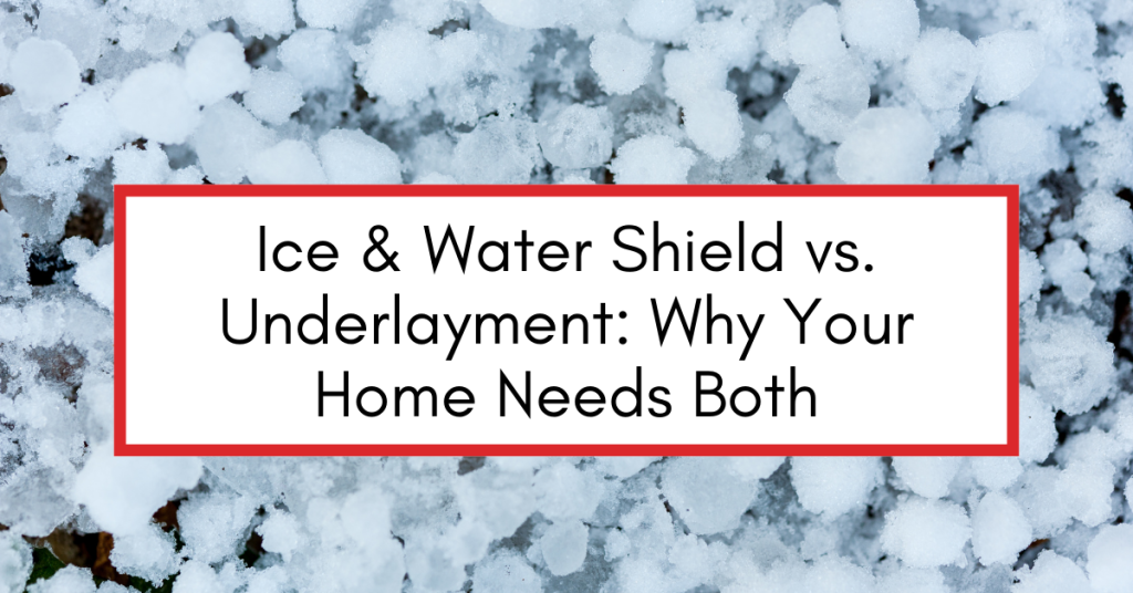 Rolls of ice and water shield and underlayment being installed on a roof.