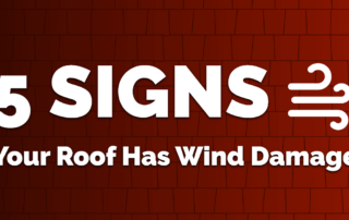 red roof background with 5 Signs Your Home Has Wind Damage text