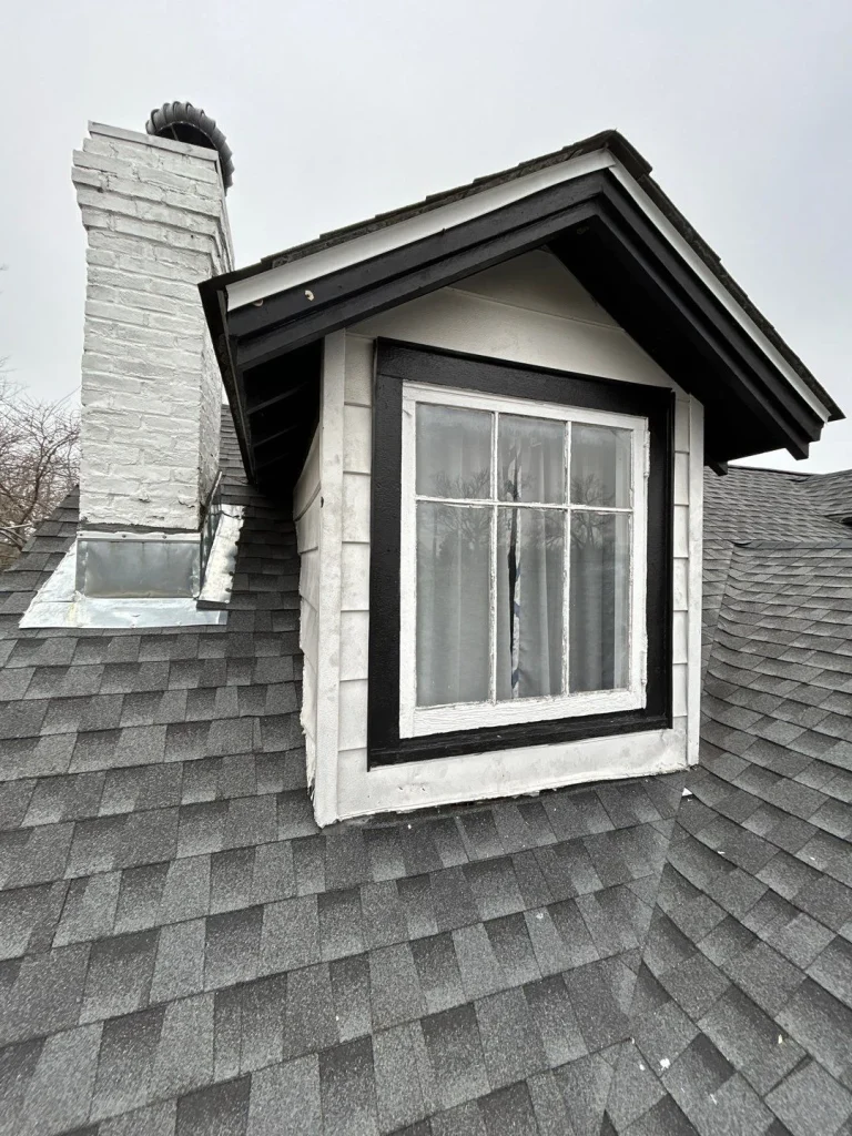 example of dormers Dormer with signs of water intrusion and potential leaking roof issues on a home in Lexington KY.