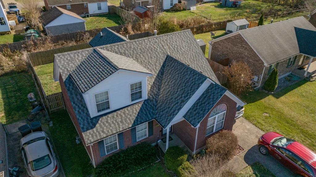 Full Roof Replacement on Bardstown, KY Home by AIC Roofing & Construction Newly installed shingle roof on a home completed by a Jeffersontown roofing contractor