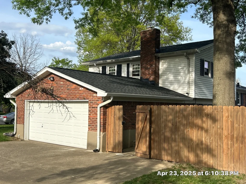 Full Roof Replacement on Bardstown, KY Home by AIC Roofing & Construction Brick and siding home in Louisville, KY with a new roof installed by AIC Roofing & Construction.