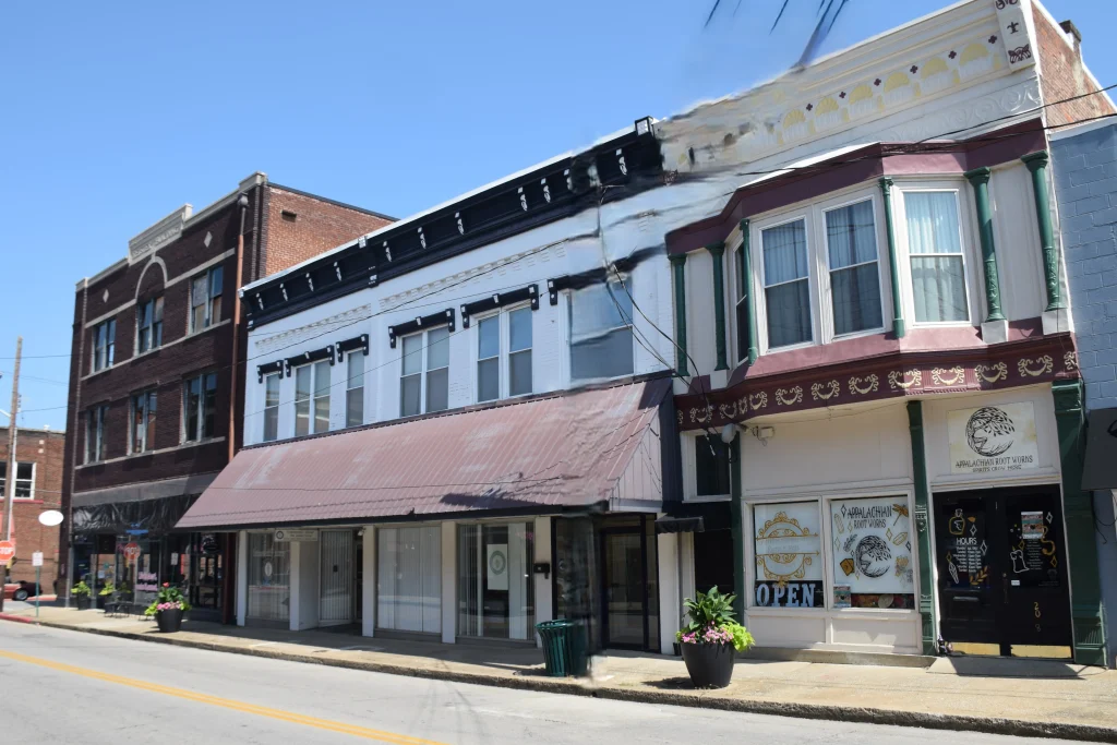 Historic buildings and storefronts in downtown Cynthiana KY