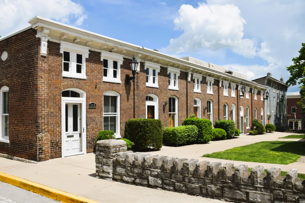 Historic brick buildings on Court Row in Nicholasville, KY