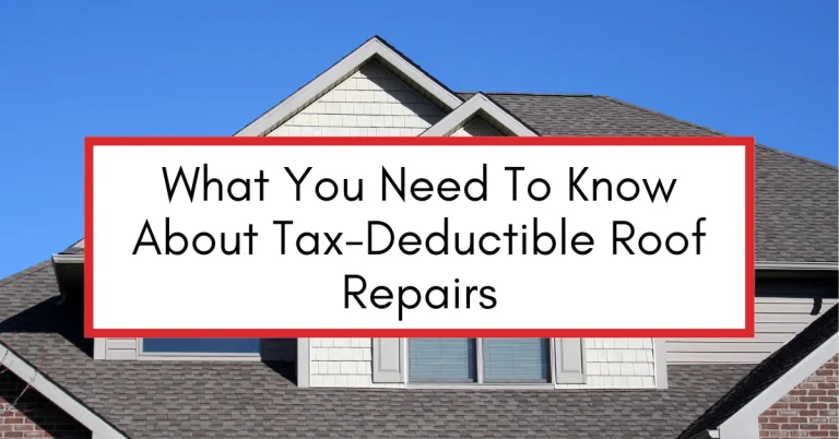 A modern suburban home with a clean gray shingle roof under a bright blue sky, illustrating a blog about tax-deductible roof repairs.