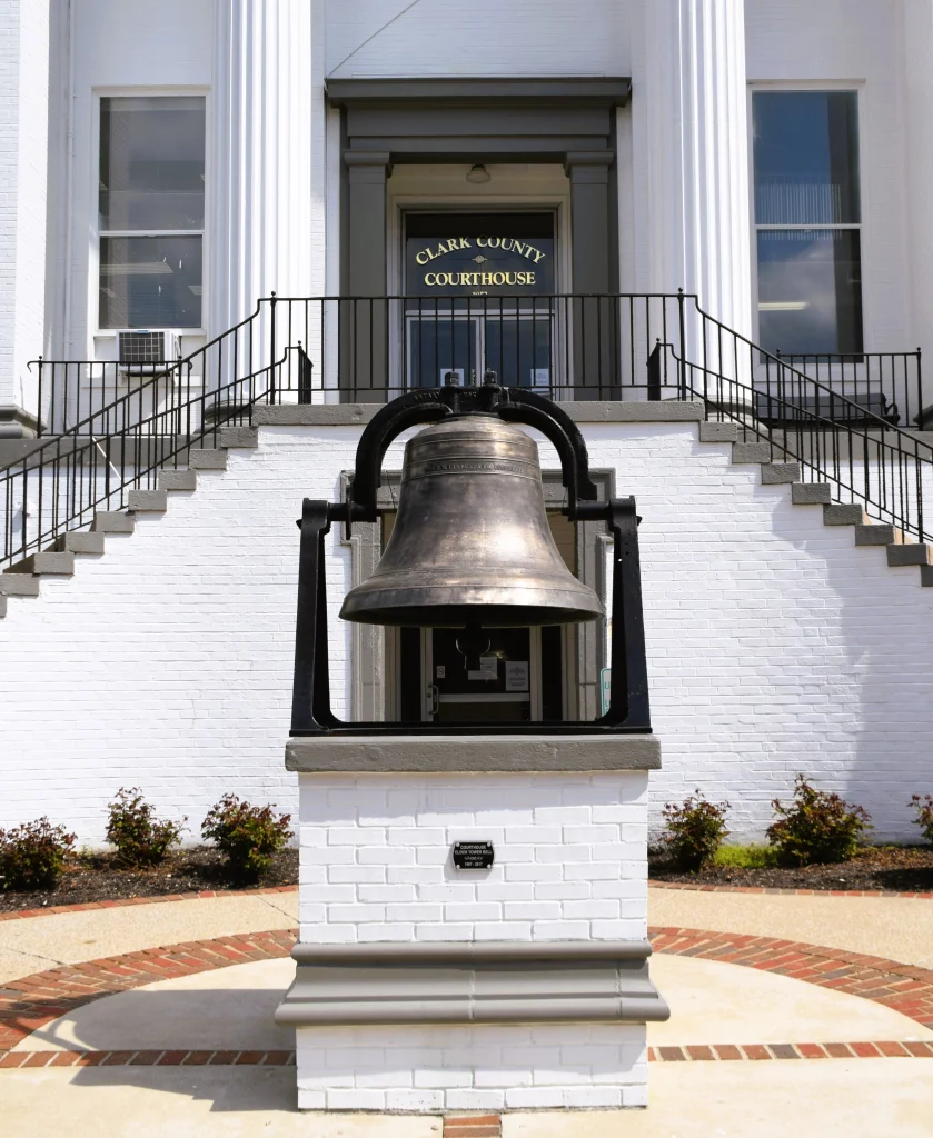 Close-up of the Clark County Courthouse bell in Winchester KY