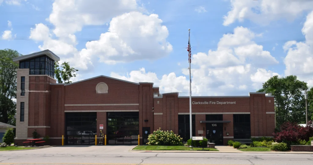 Exterior view of the Clarksville Fire Department in Indiana