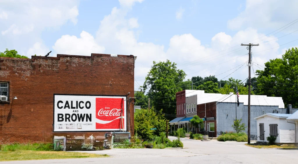 Coca-Cola mural on brick building in Paint Lick, Kentucky