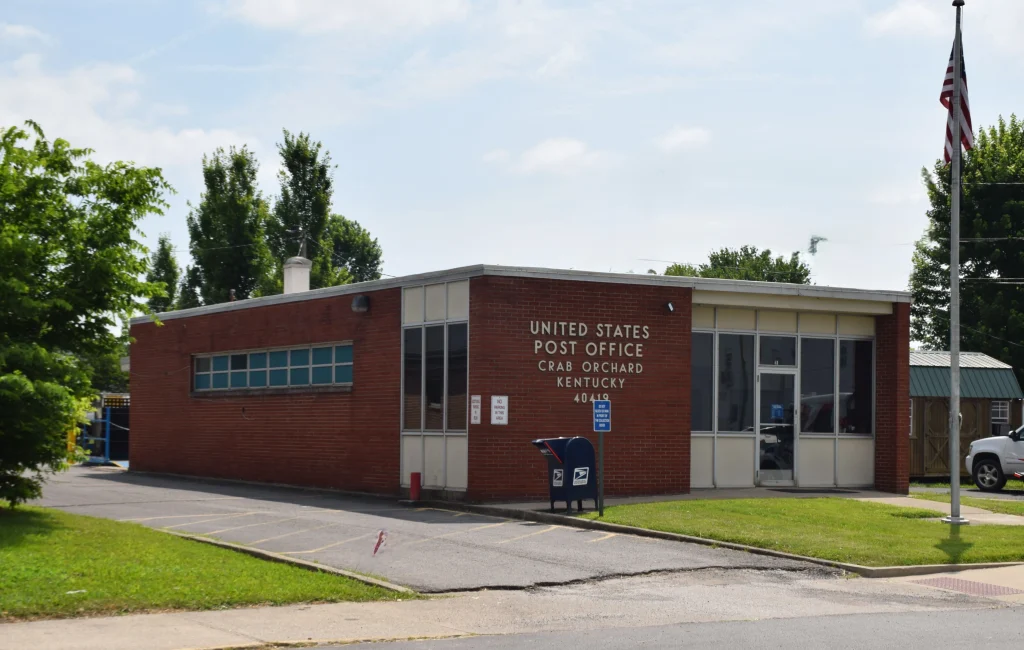 Exterior of the U.S. Post Office in Crab Orchard, Kentucky