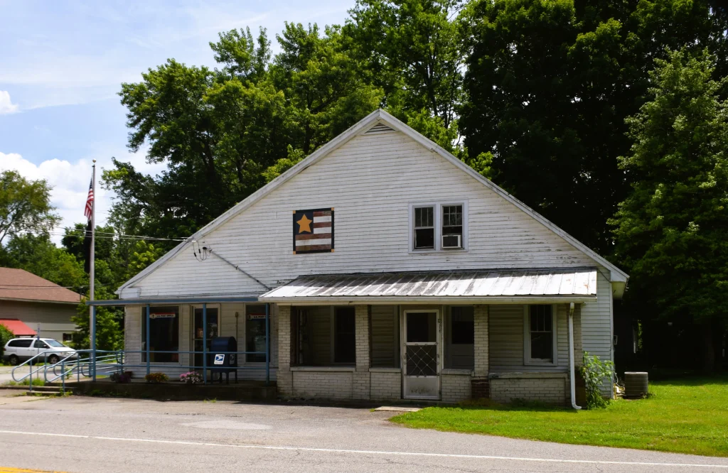 Westport Kentucky post office with weathered metal roofing