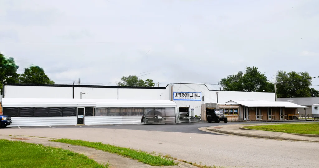 Exterior view of Jeffersonville Mall, a local landmark in Jeffersonville, Kentucky