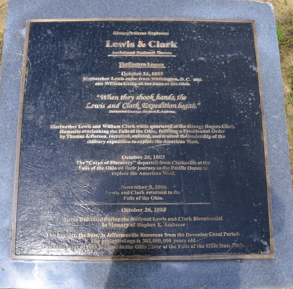 Lewis and Clark expedition plaque at the Falls of the Ohio in Clarksville, Indiana
