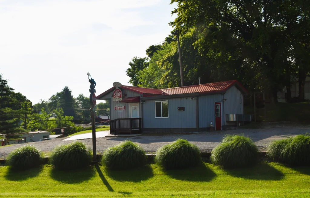 Small commercial building with red metal roof in Bryantsville KY