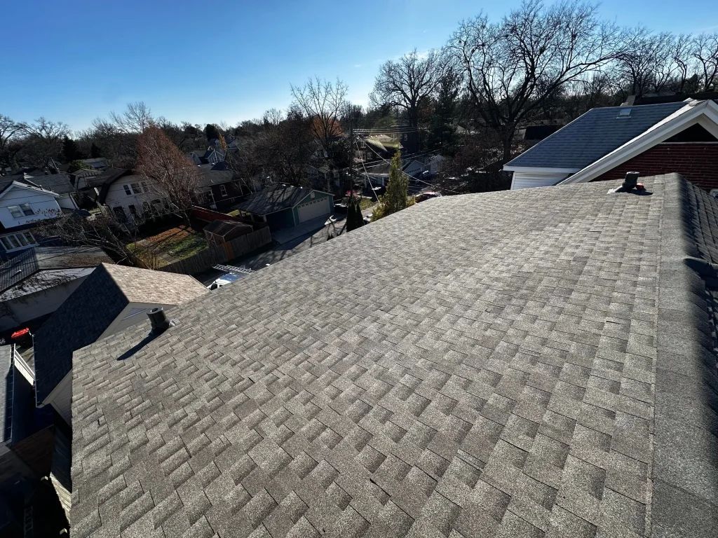 Properly flashed roof penetrations and vents on a newly installed asphalt shingle roof