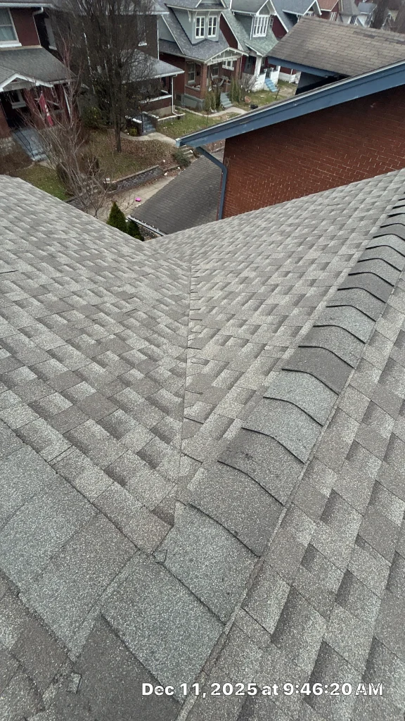 Roof valley repair in Louisville KY with repaired asphalt shingles