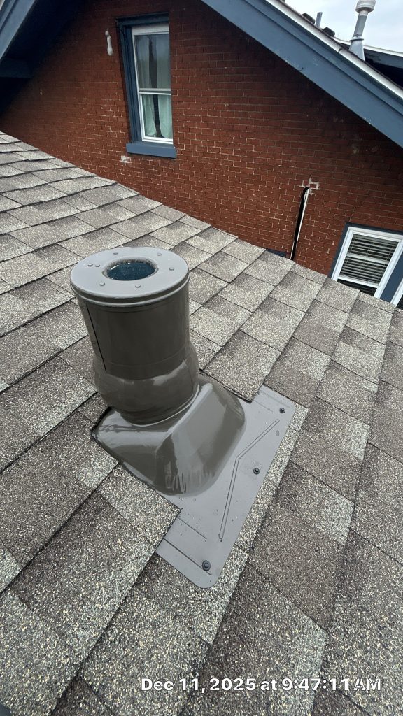 Properly flashed roof vent penetration on a Louisville KY home to prevent leaks