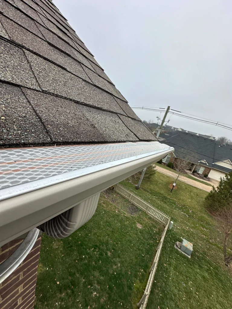 Gutter guard installed along the roofline of a home in Lexington, KY