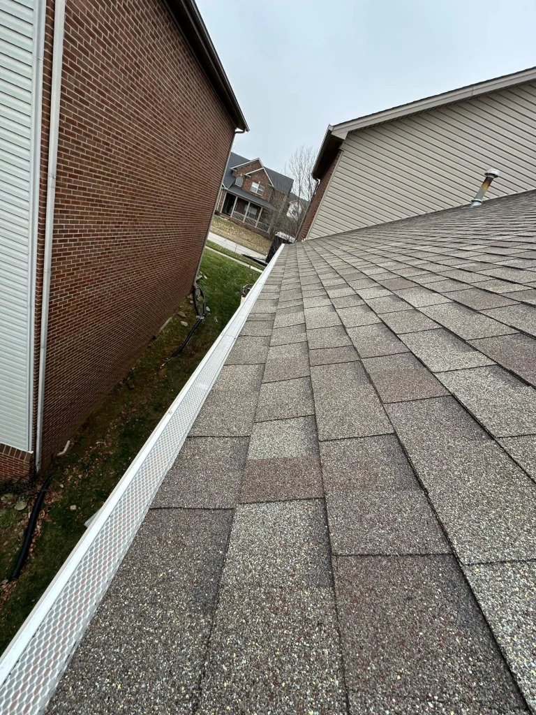 Gutter guard installed along the roofline of a home in Lexington, KY