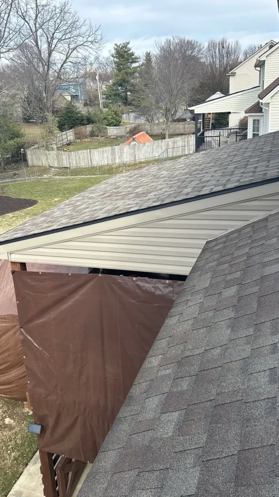 Vinyl siding installed on a garage gable exterior in Lexington Kentucky