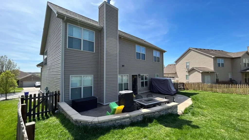 Vinyl siding installed on the rear exterior of a residential home in Lexington Kentucky