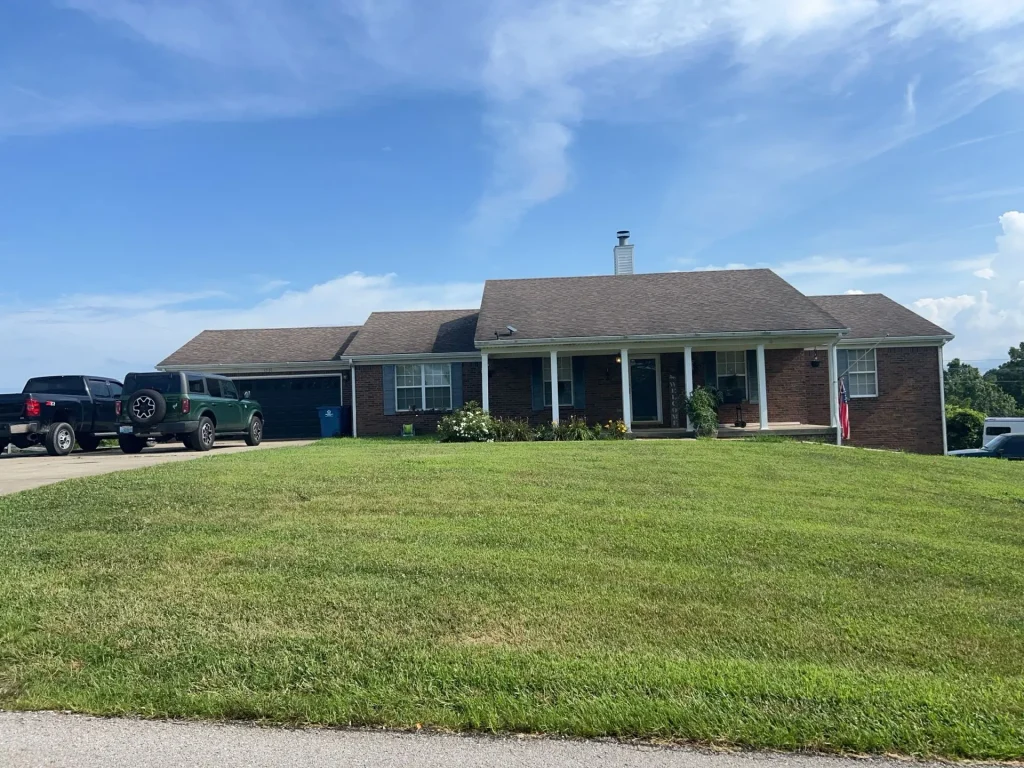 Asphalt shingle roof replacement on a residential brick home in Lexington Kentucky